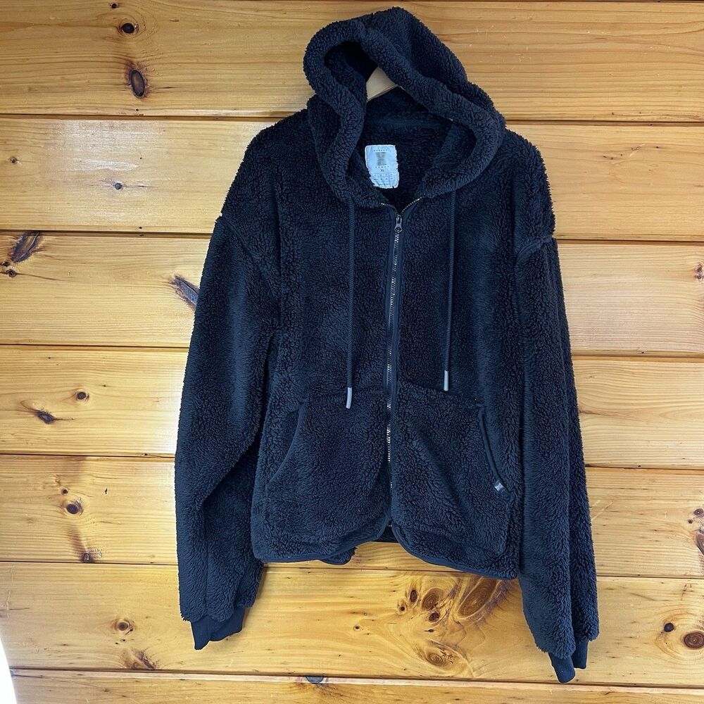Savage X Fenty Full Zip Jacket Womens Size XL Black Undercover Softie Hooded